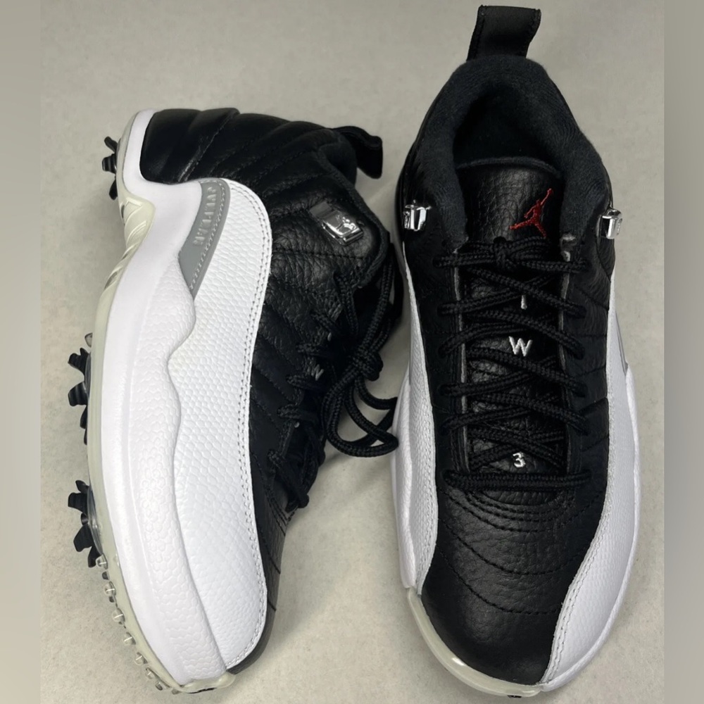 Air Jordan 12 Low Playoffs Golf Shoe Black/White DH4120-010 Size 3.5Y Womens 5.5